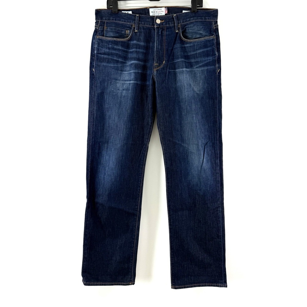 Lucky Brand 363 Jeans Men's 34x32 Blue Selvedge Vintage Straight Dark Wash USA